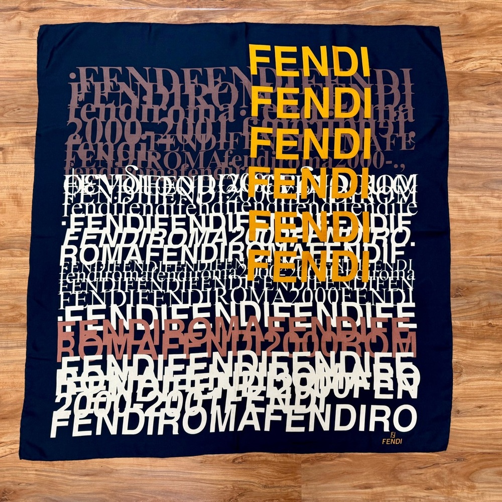 Fendi Roma Graphic Logo Silk Scarf